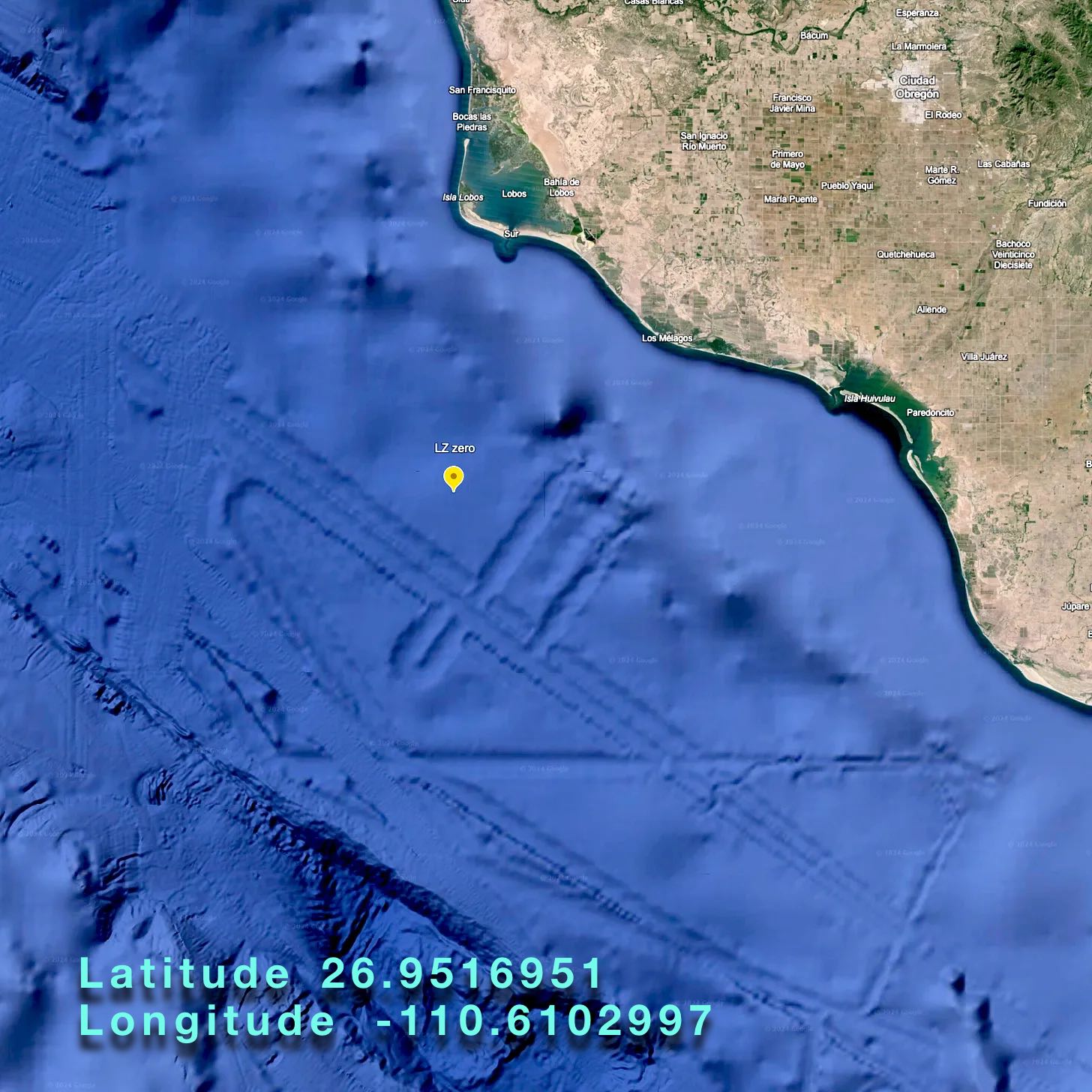 Down, south-o-the-boarder, under the Sea of Cortez are large most-curious formations any sat-scanned sea-floor atlas showing what looks as monstrously large airport landing strips and tarmac cluster that last saw dry air some five million years ago - late Miocene Era